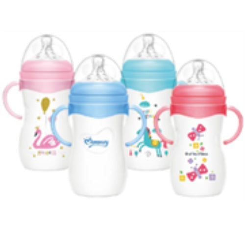 Wide-neck Feeding Bottle With Handle 240ml pink